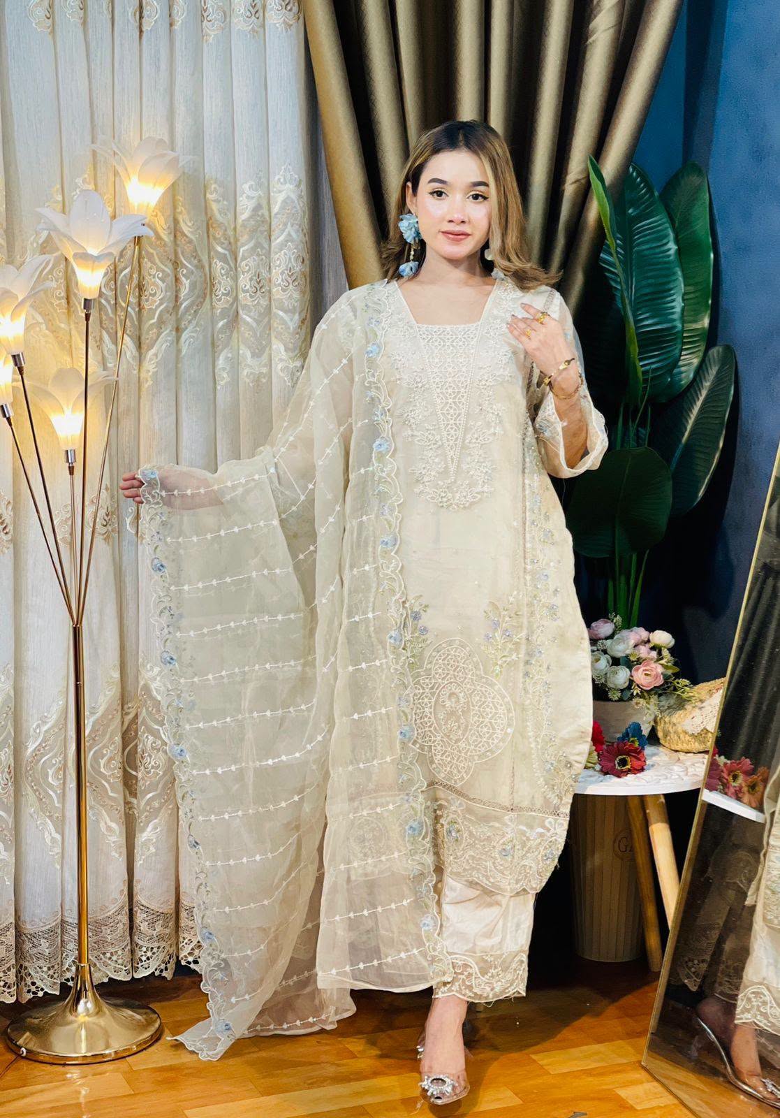 Pakistani Inspired Stitched Seroani Parsi Cut 3 Piece