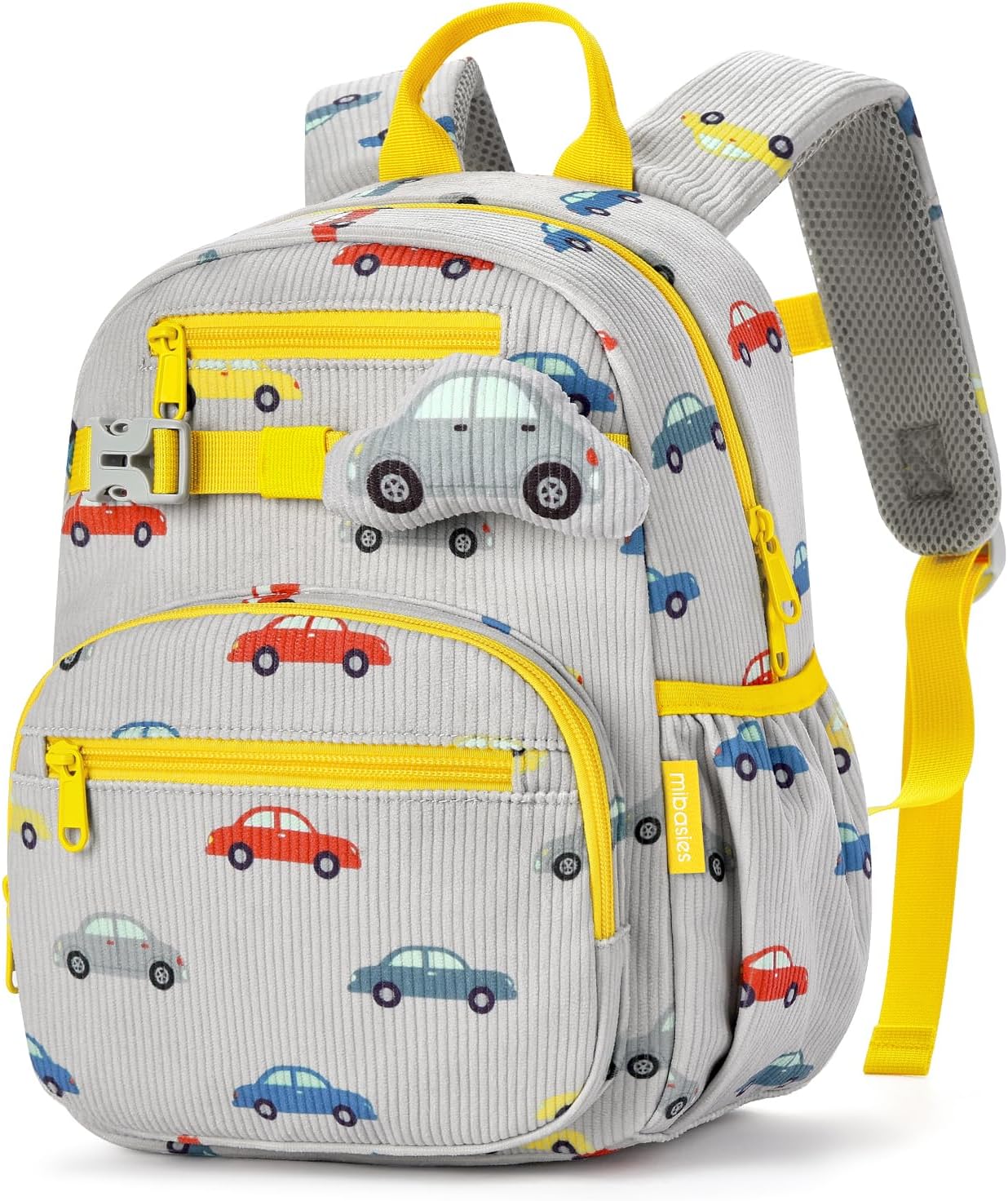 mibasies Toddler Backpacks for Boys 2-4: Little Kid Corduroy Bookbag for Preschool Daycare Travel