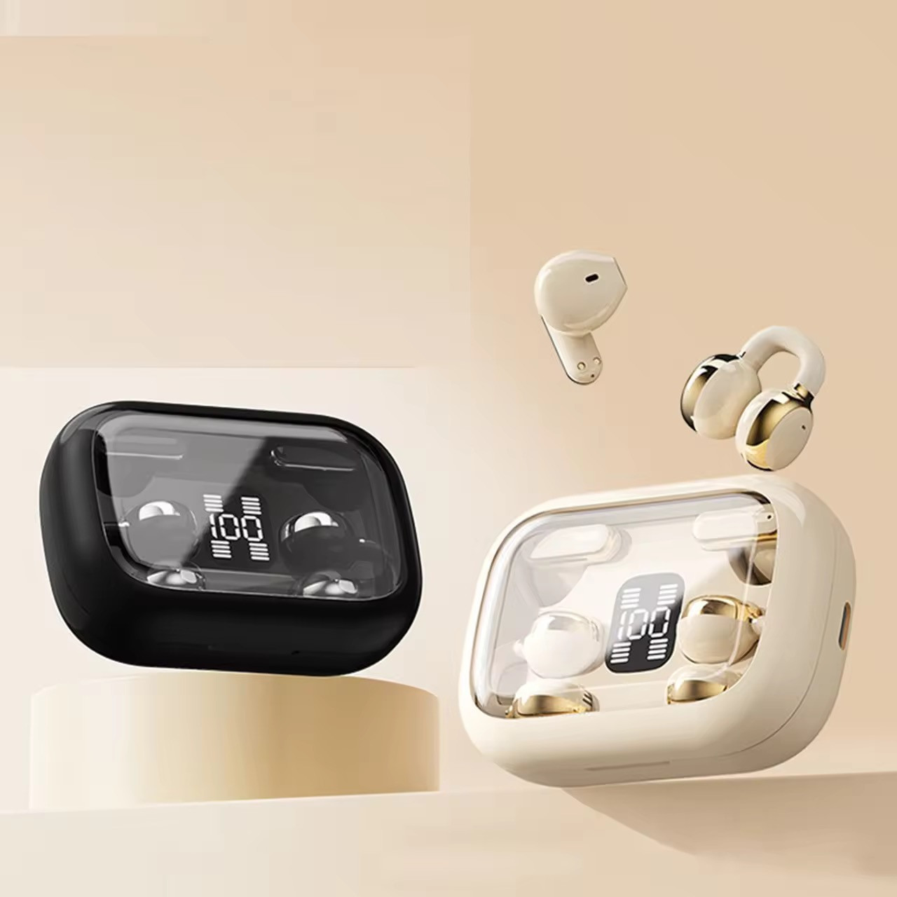 Q10 2in1 Couple Premium LED TWS Wireless Earbuds (ANC & LED Digital Display)